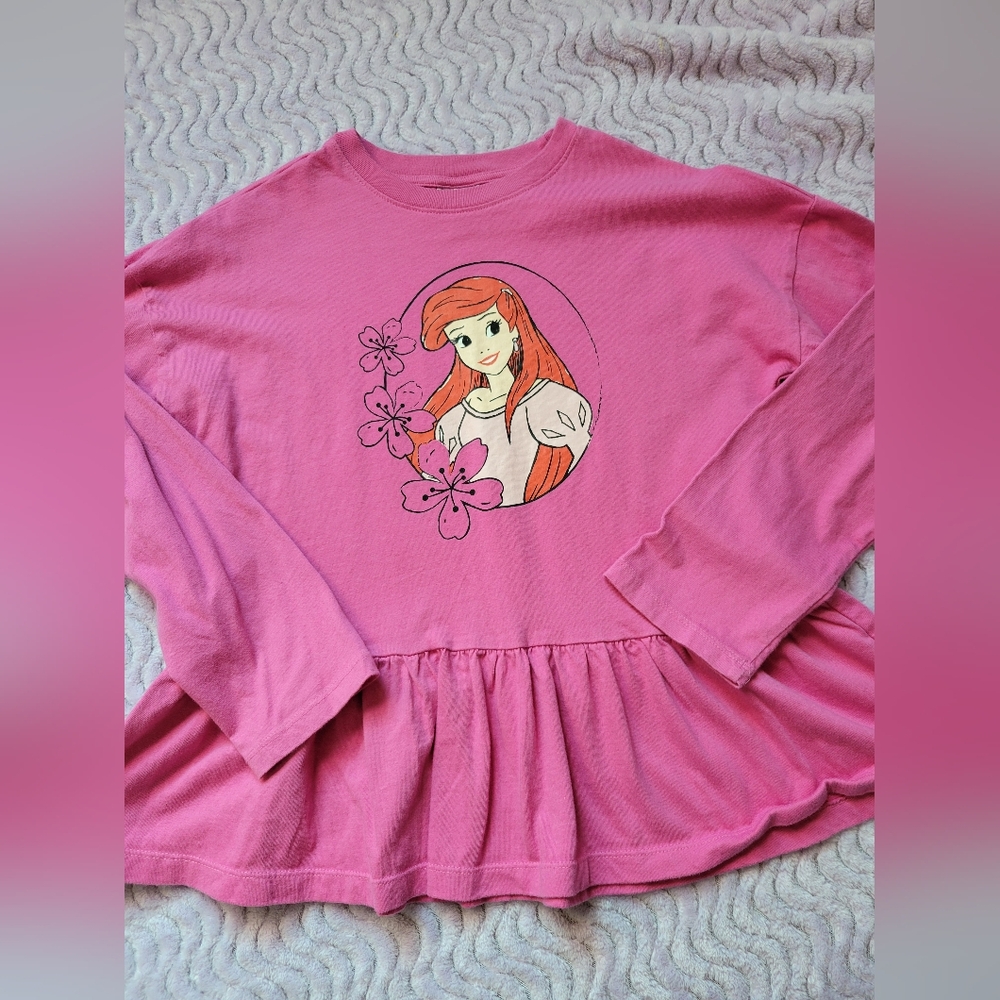 Hanna Andersson Disney Princess Ariel Long Sleeve Peplum Tee size 12